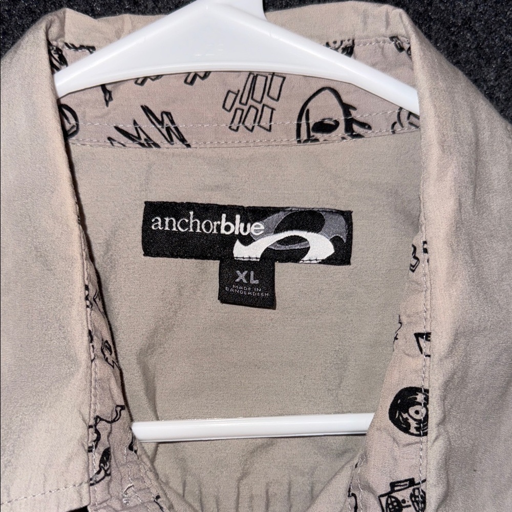 Anchor Blue  Y2K Beige Short Sleeve Shirt with Patterned Trim XL - Picture 2 of 9